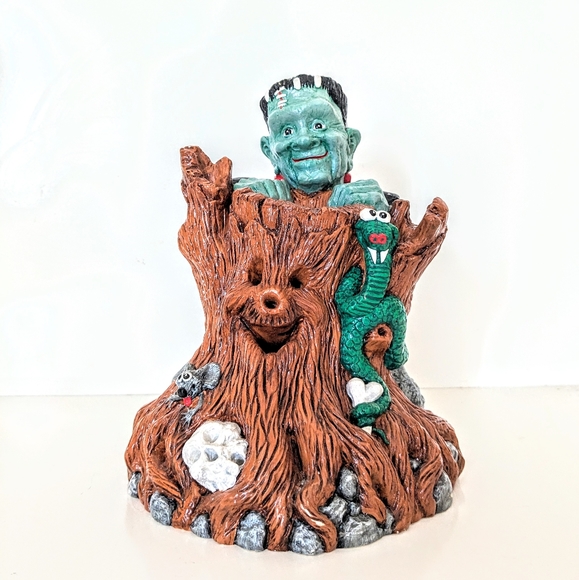 Other - Vintage Ceramic Frakenstein Halloween Light Up Decoration Spooky Log Mouse Snake